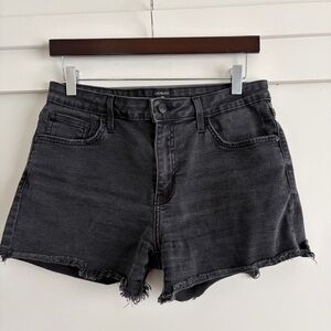 Just Black Frayed Hem Black Denim Cutoff Shorts